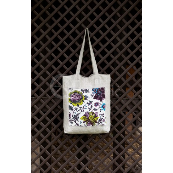 Printed semi-linen shopping bag "Flowers"